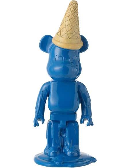 Statuette déco moderne Ours Cornet Hauteur 39 cm en Résine Bleu Hazi - 1