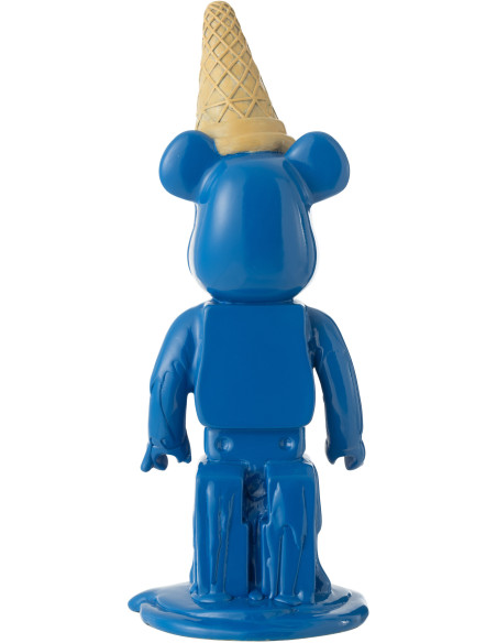Statuette déco moderne Ours Cornet Hauteur 39 cm en Résine Bleu Hazi - 2