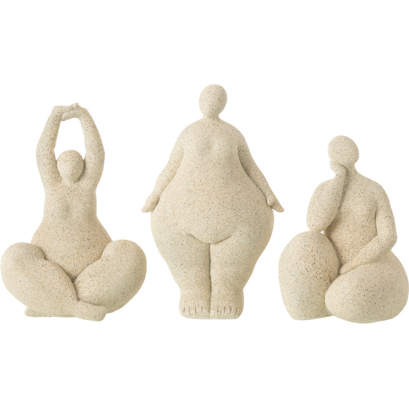 Grandes Statuettes déco moderne Femmes Hauteur 24 cm en Résine Beige Moucheté Ophi (Lot de 3) - 1