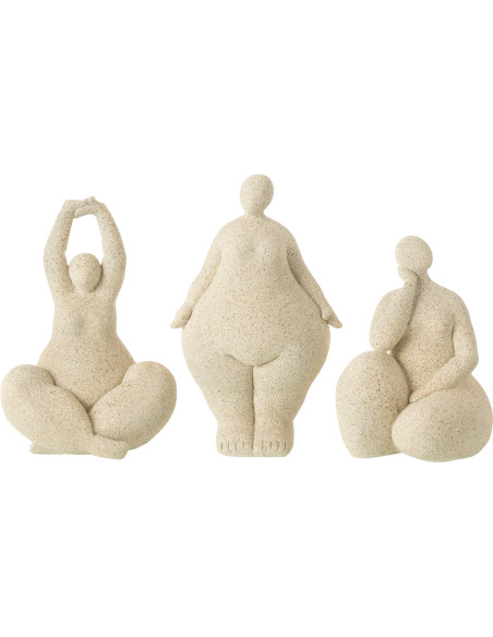 Grandes Statuettes déco moderne Femmes Hauteur 24 cm en Résine Beige Moucheté Ophi (Lot de 3) - 1