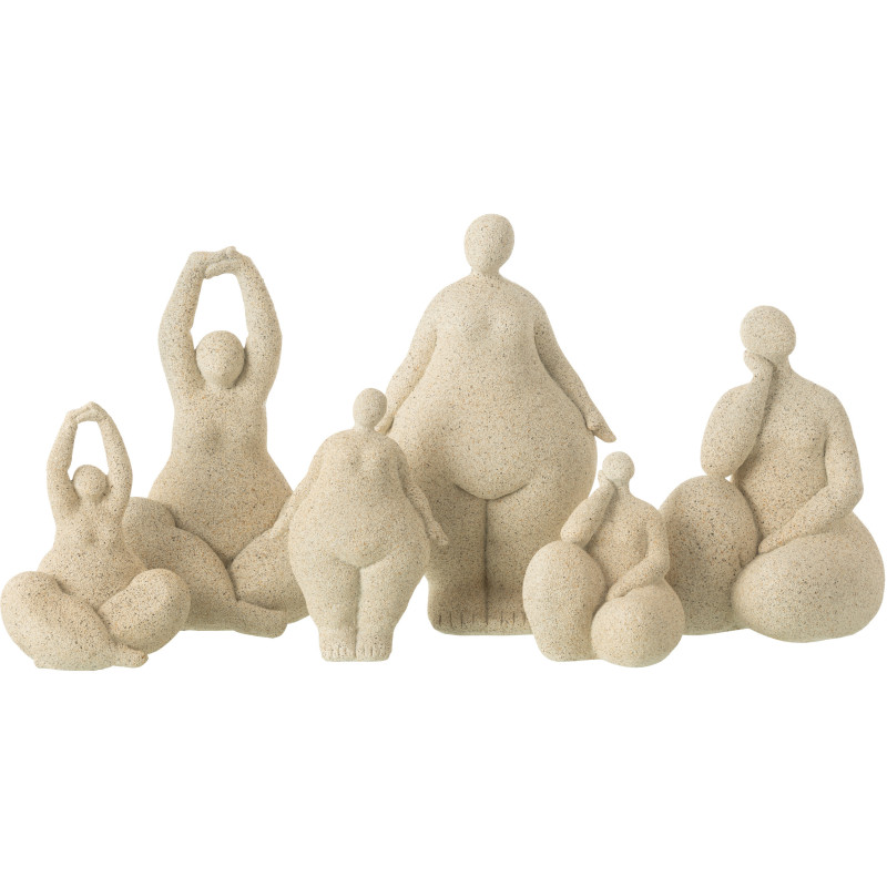 Grandes Statuettes déco moderne Femmes Hauteur 24 cm en Résine Beige Moucheté Ophi (Lot de 3) - 2