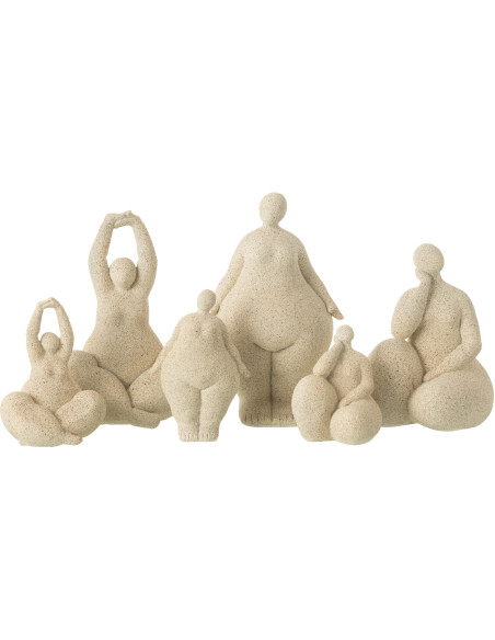 Grandes Statuettes déco moderne Femmes Hauteur 24 cm en Résine Beige Moucheté Ophi (Lot de 3) - 2