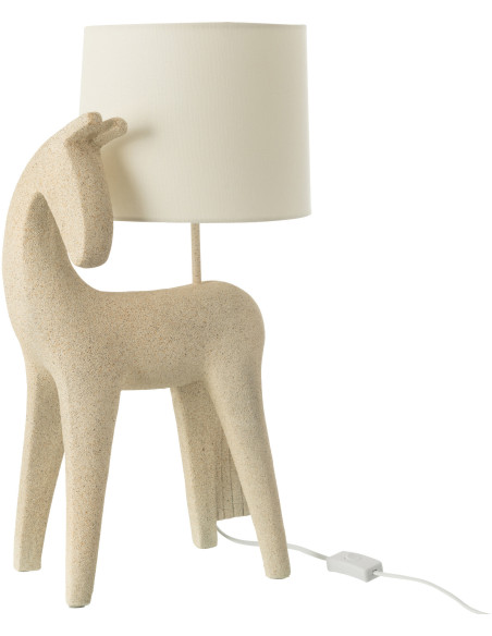 Lampe à poser moderne Cheval Hauteur 56 cm en Résine Beige Moucheté Tissu Beige Siva - 1