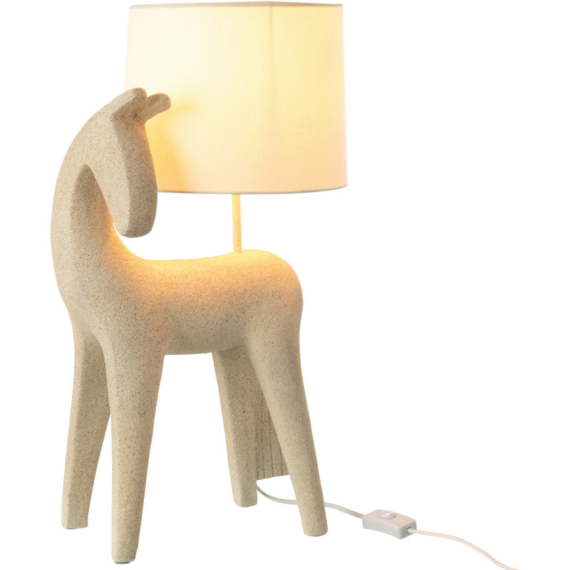 Lampe à poser moderne Cheval Hauteur 56 cm en Résine Beige Moucheté Tissu Beige Siva - 3