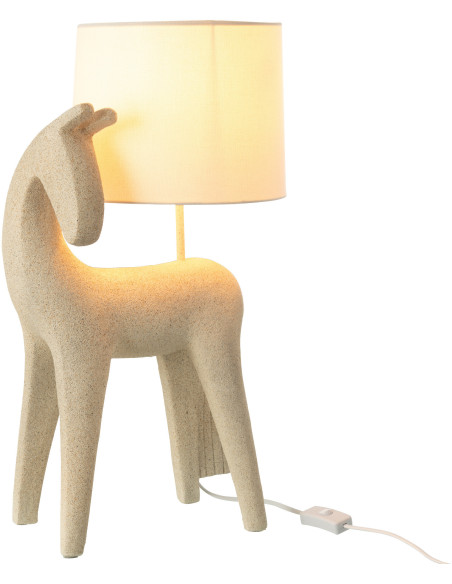 Lampe à poser moderne Cheval Hauteur 56 cm en Résine Beige Moucheté Tissu Beige Siva - 3