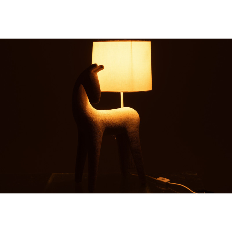 Lampe à poser moderne Cheval Hauteur 56 cm en Résine Beige Moucheté Tissu Beige Siva - 4