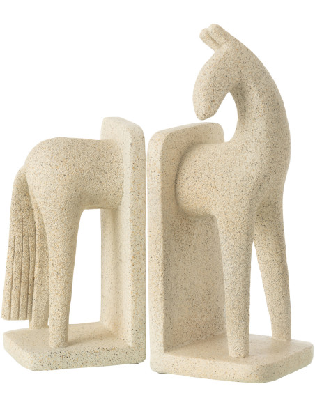 Serre livre moderne Cheval Hauteur 27 cm en Résine Beige Moucheté Siva - 1