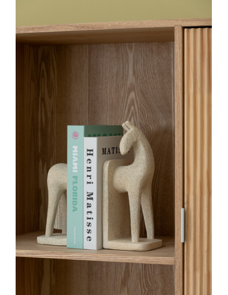 Serre livre moderne Cheval Hauteur 27 cm en Résine Beige Moucheté Siva - 2
