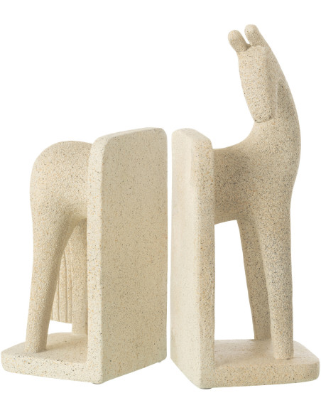 Serre livre moderne Cheval Hauteur 27 cm en Résine Beige Moucheté Siva - 3