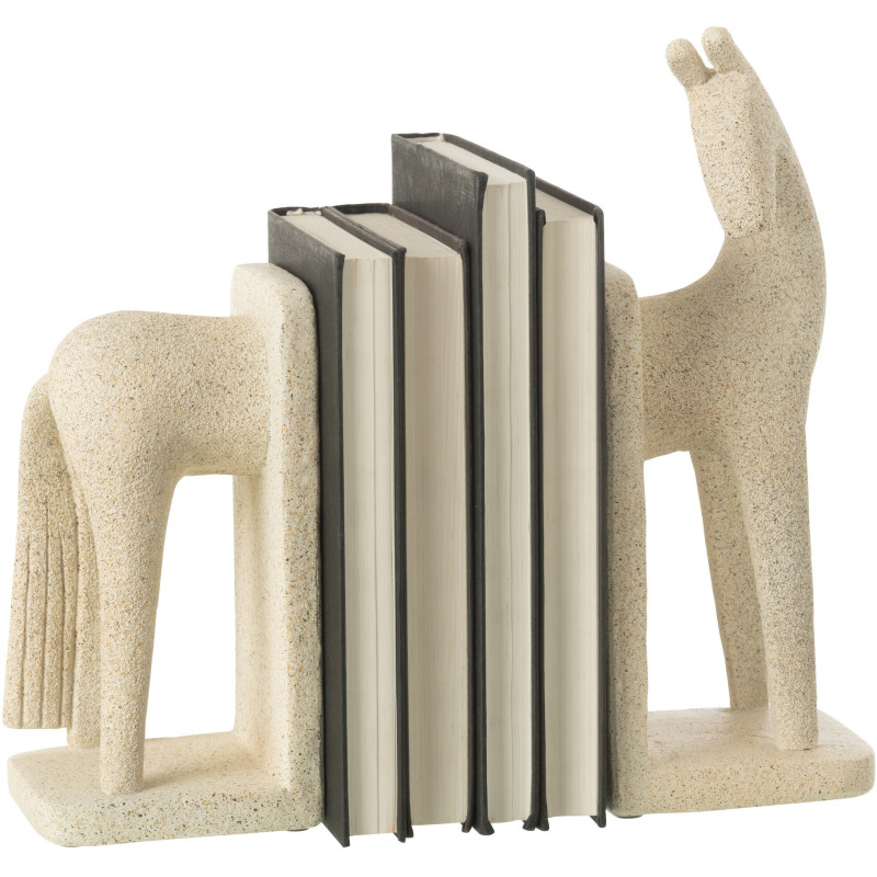 Serre livre moderne Cheval Hauteur 27 cm en Résine Beige Moucheté Siva - 4