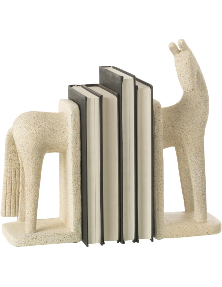 Serre livre moderne Cheval Hauteur 27 cm en Résine Beige Moucheté Siva - 4