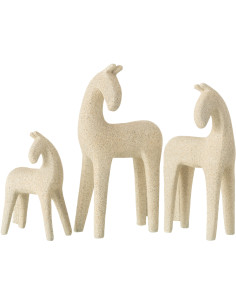 Statuettes déco Chevaux modernes en Résine Beige Moucheté Siva (Lot de 3) - 1