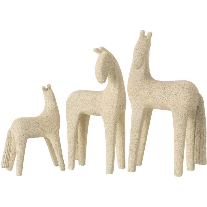 Statuettes déco Chevaux modernes en Résine Beige Moucheté Siva (Lot de 3) - 2