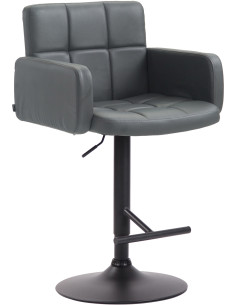 Tabouret de bar moderne chic en Polyuréthane Gris Métal Noir Roman - 1