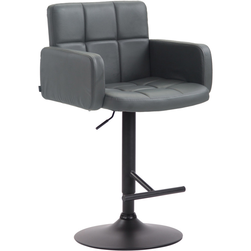 Tabouret de bar moderne chic en Polyuréthane Gris Métal Noir Roman - 1