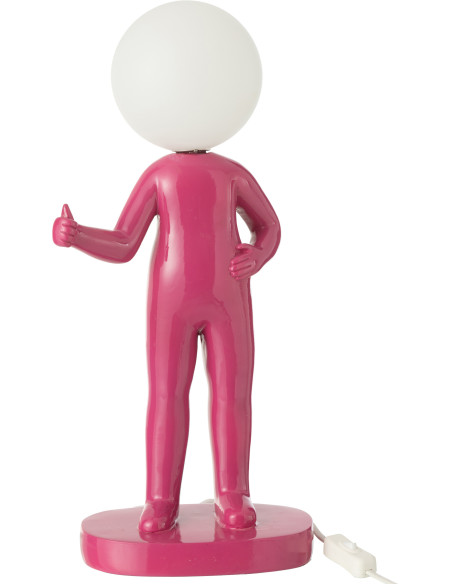 Lampe à poser originale Bonhomme Pouce Hauteur 44 cm en Résine Rose fuchsia Kadi - 1