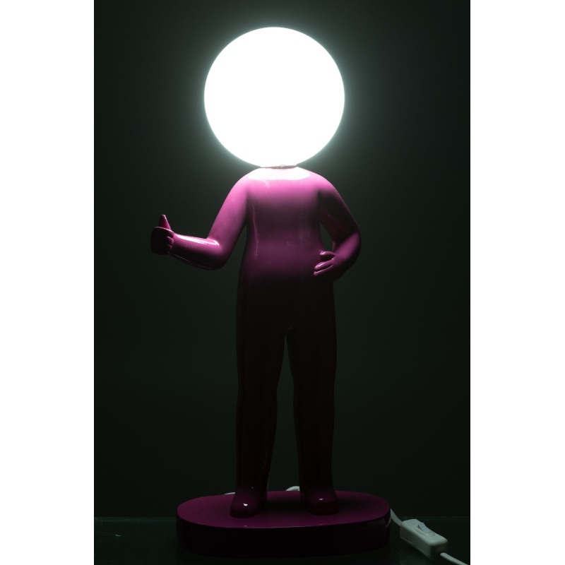Lampe à poser originale Bonhomme Pouce Hauteur 44 cm en Résine Rose fuchsia Kadi - 3