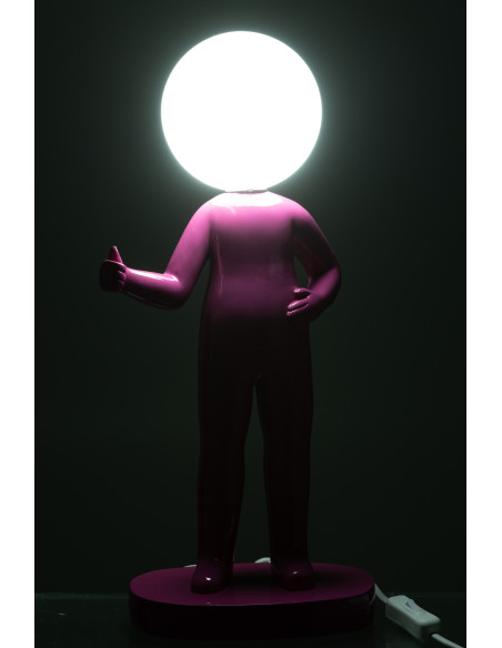 Lampe à poser originale Bonhomme Pouce Hauteur 44 cm en Résine Rose fuchsia Kadi - 3