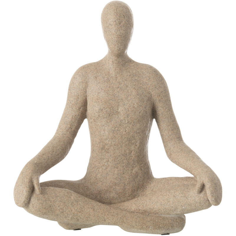Statue déco abstraite Yoga Sukhasana Hauteur 31 cm en Résine Beige Moucheté Tivo - 1