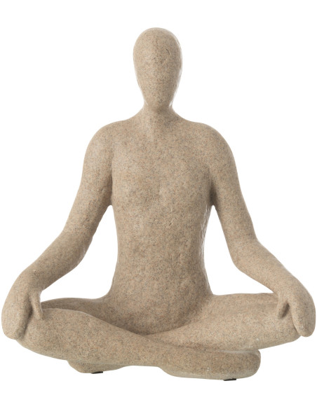 Statue déco abstraite Yoga Sukhasana Hauteur 31 cm en Résine Beige Moucheté Tivo - 1