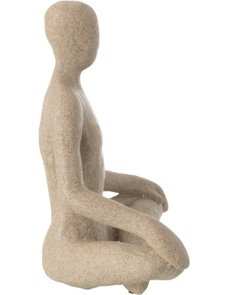 Statue déco abstraite Yoga Sukhasana Hauteur 31 cm en Résine Beige Moucheté Tivo - 3