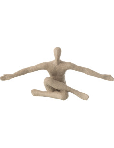 Statue déco abstraite Yoga assis 57 cm en Résine Beige Moucheté Tivo - 1