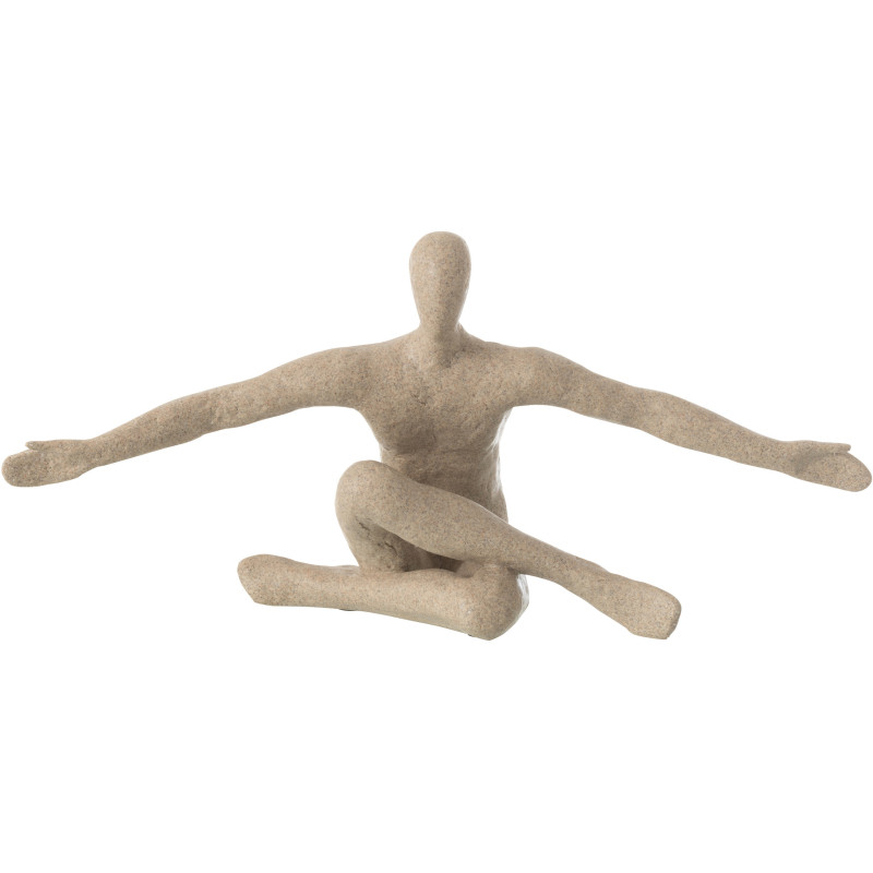 Statue déco abstraite Yoga assis 57 cm en Résine Beige Moucheté Tivo - 1
