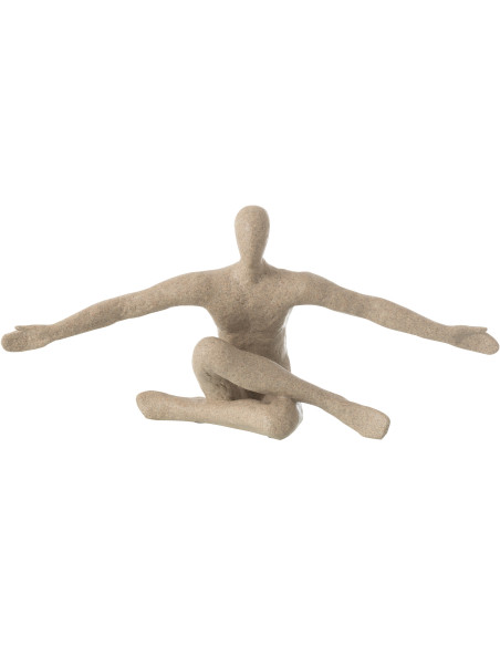 Statue déco abstraite Yoga assis 57 cm en Résine Beige Moucheté Tivo - 1