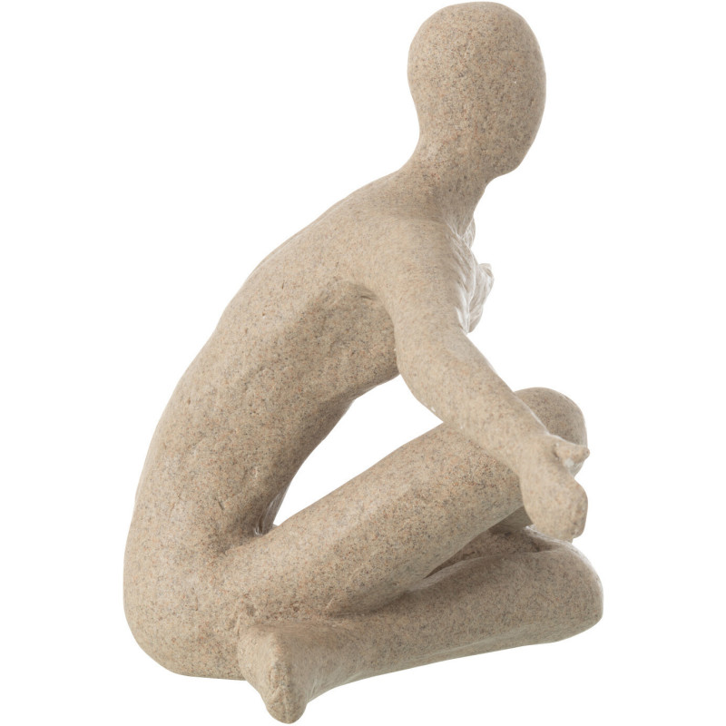 Statue déco abstraite Yoga assis 57 cm en Résine Beige Moucheté Tivo - 2