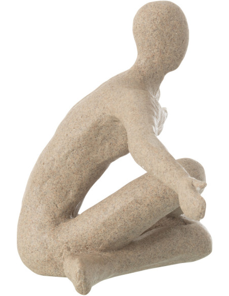 Statue déco abstraite Yoga assis 57 cm en Résine Beige Moucheté Tivo - 2