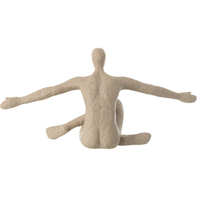 Statue déco abstraite Yoga assis 57 cm en Résine Beige Moucheté Tivo - 3
