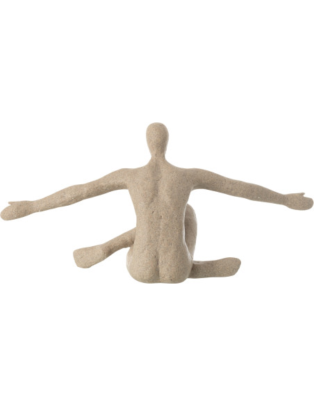 Statue déco abstraite Yoga assis 57 cm en Résine Beige Moucheté Tivo - 3