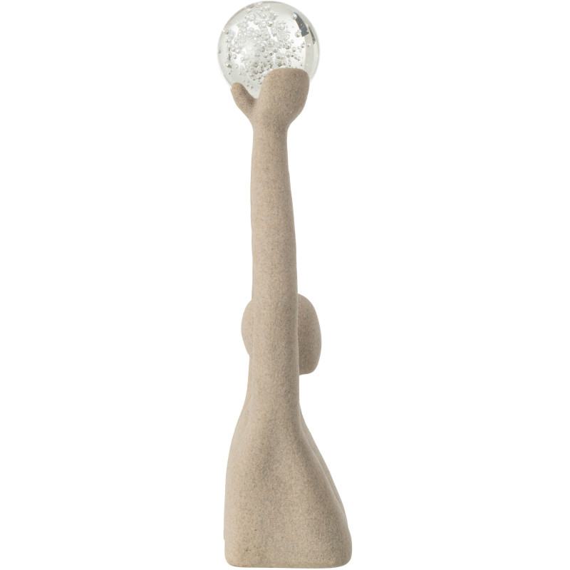 Grande Statue déco abstraite Personnage avec boule Hauteur 52 cm en Résine Beige Moucheté Verre Tivo - 2