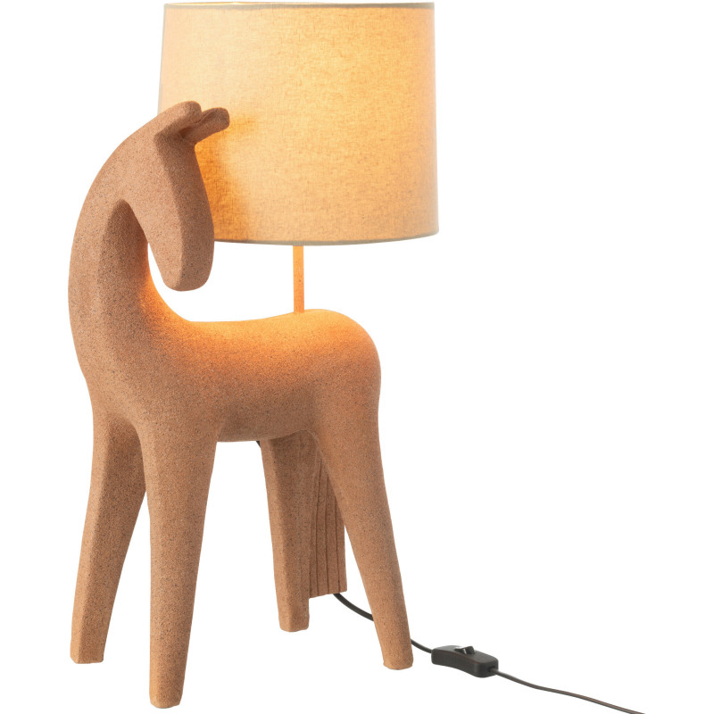 Lampe à poser moderne Cheval Hauteur 56 cm en Résine Terracotta Moucheté Tissu Beige Siva - 2