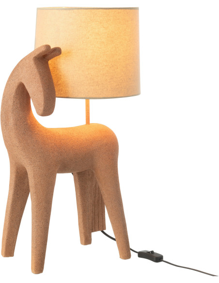 Lampe à poser moderne Cheval Hauteur 56 cm en Résine Terracotta Moucheté Tissu Beige Siva - 2
