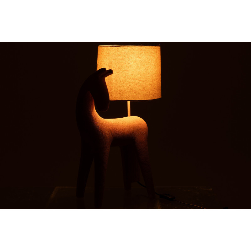 Lampe à poser moderne Cheval Hauteur 56 cm en Résine Terracotta Moucheté Tissu Beige Siva - 3