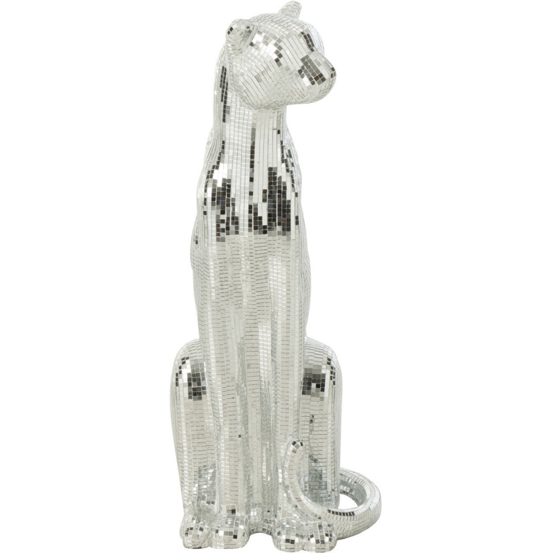 Statue originale Léopard Boule à facettes Hauteur 62 cm en Miroir Résine Argenté Disco - 3