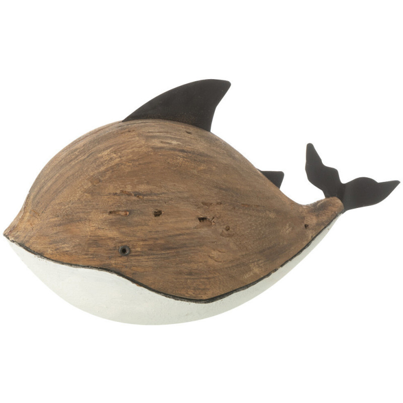 Dauphin déco 15 cm en Bois de paulownia Naturel Blanc Sona - 1