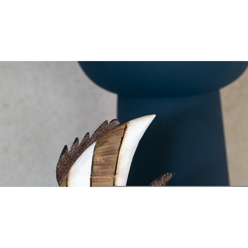 Sculpture déco sur pied Poisson Hauteur 28 cm en Bois de paulownia Naturel Blanc Zygo - 2