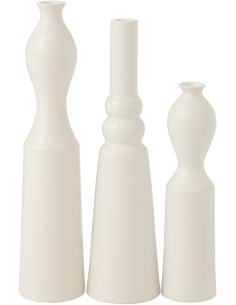 Vase original Soliflore en Porcelaine Blanc Mat Leia (Lot de 3) - 1