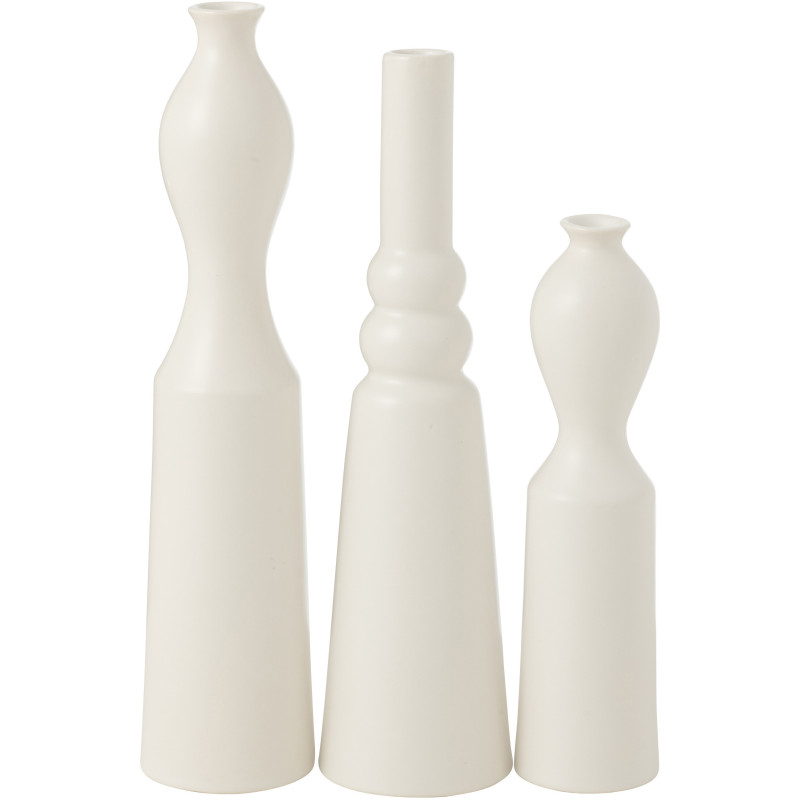 Vase original Soliflore en Porcelaine Blanc Mat Leia (Lot de 3) - 1