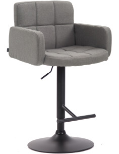 Tabouret de bar moderne chic en Tissu Gris Métal Noir Roman - 1