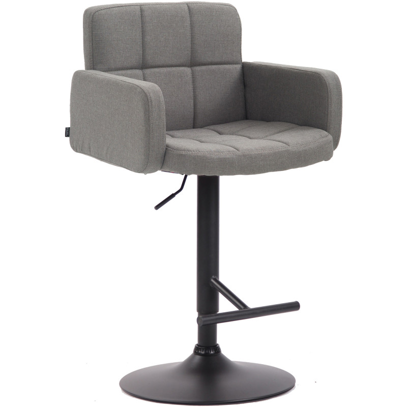 Tabouret de bar moderne chic en Tissu Gris Métal Noir Roman - 1