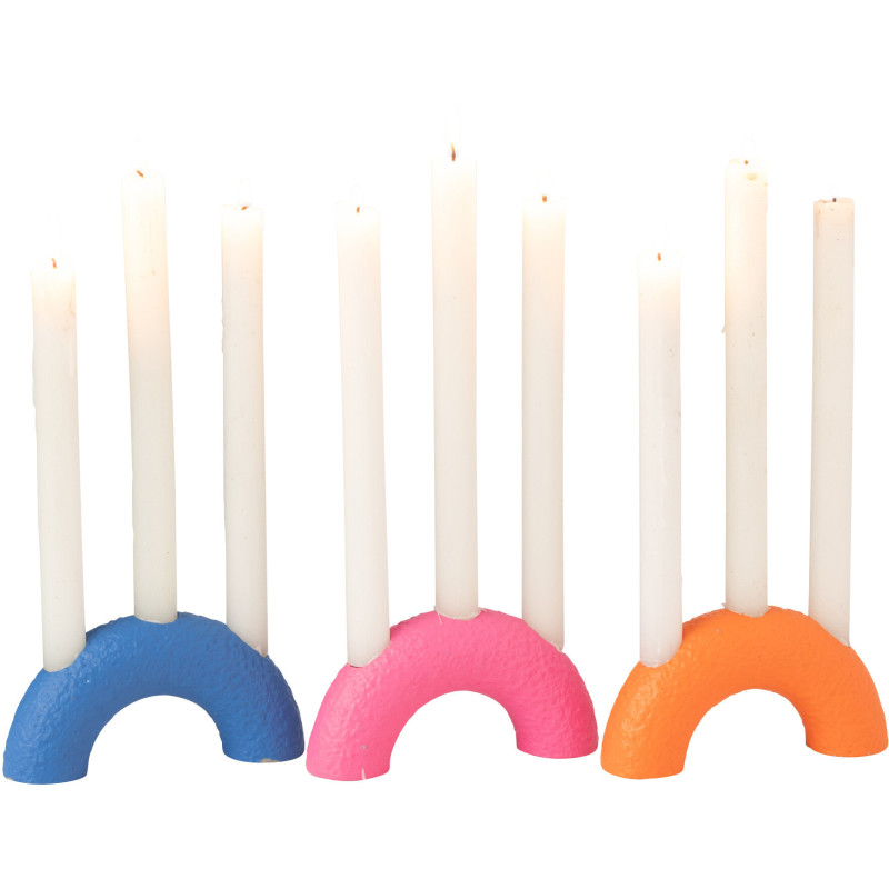 Chandelier moderne 3 bougies Arc en Ciment Bleu Rose Orange Rolo (Lot de 3) - 3