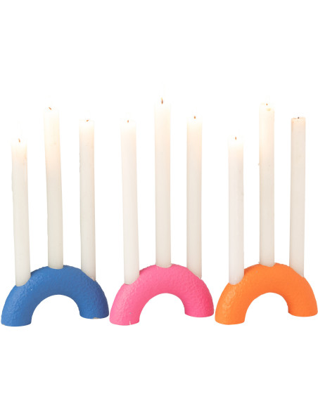 Chandelier moderne 3 bougies Arc en Ciment Bleu Rose Orange Rolo (Lot de 3) - 3