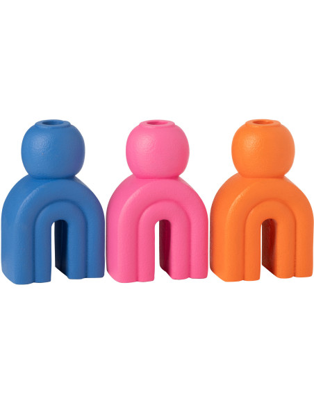 Bougeoir moderne Arc en Ciment Bleu Rose Orange Rolo (Lot de 3) - 1