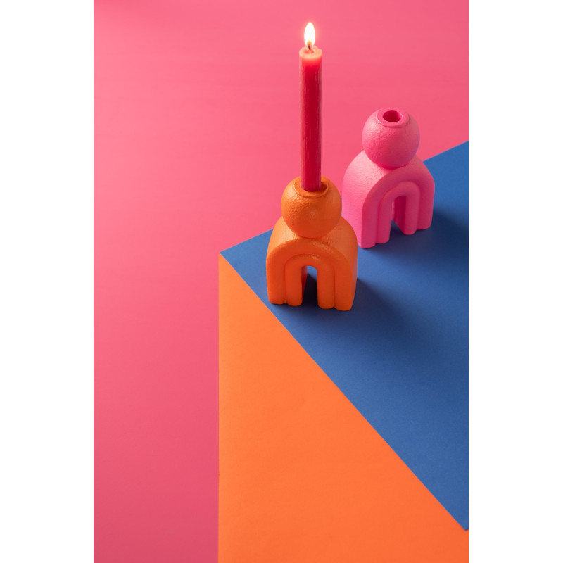 Bougeoir moderne Arc en Ciment Bleu Rose Orange Rolo (Lot de 3) - 2