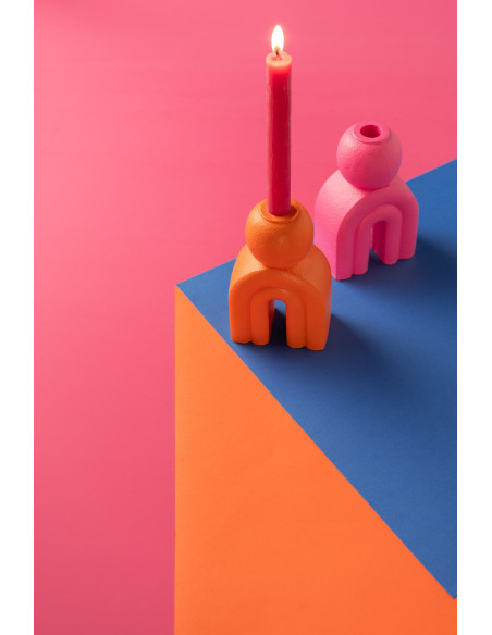 Bougeoir moderne Arc en Ciment Bleu Rose Orange Rolo (Lot de 3) - 2