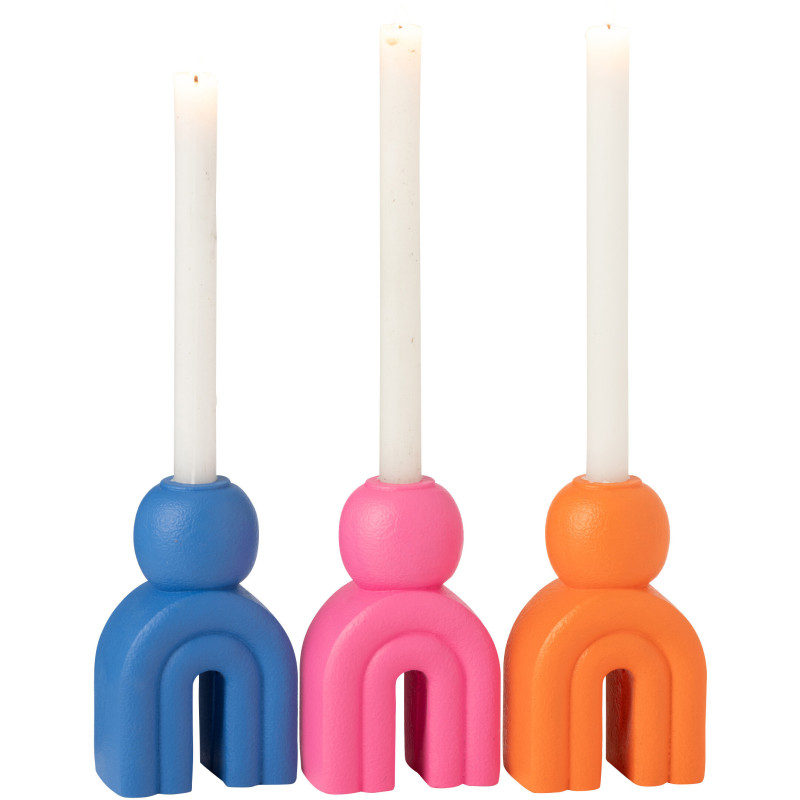 Bougeoir moderne Arc en Ciment Bleu Rose Orange Rolo (Lot de 3) - 3