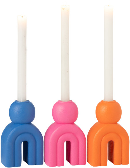 Bougeoir moderne Arc en Ciment Bleu Rose Orange Rolo (Lot de 3) - 3